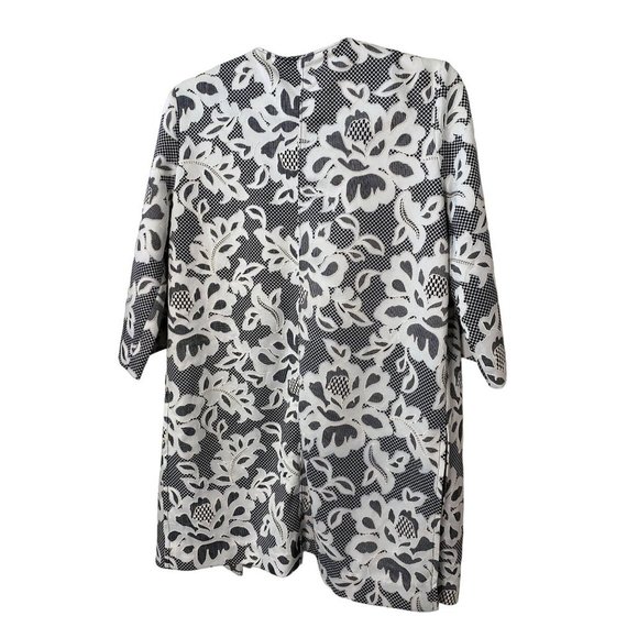 New Jones Studio Black White Floral Mid Length Embroidered Blazer Jacket Sz‎ XS - Picture 10 of 10